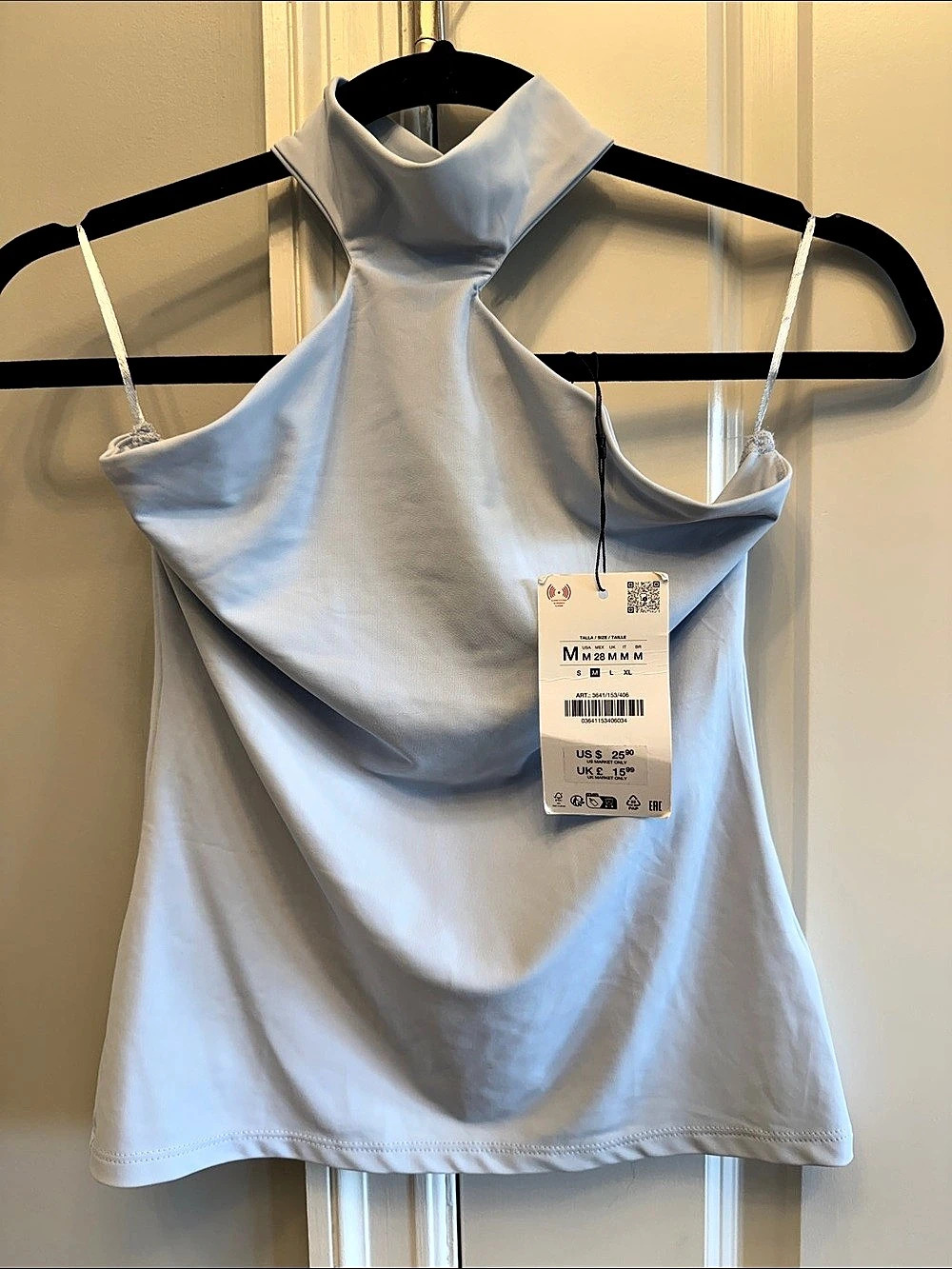 Zara Halter Tank Top in Blue Size Medium NWT